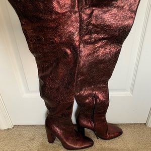 Zara Thigh Boots Metallic